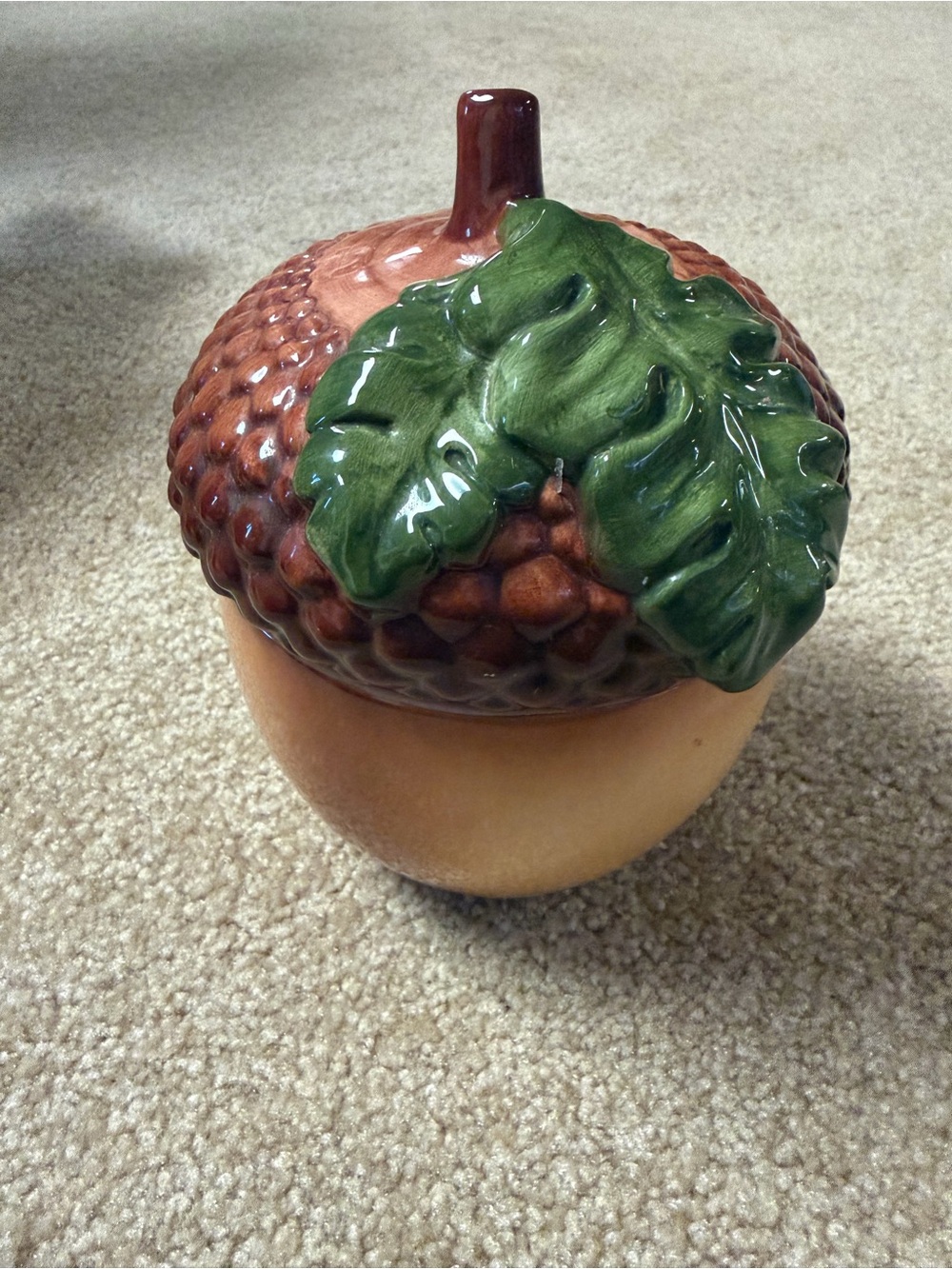 Vintage Teleflora Acorn canister cookie jar candy bowl fall decor holder storage
